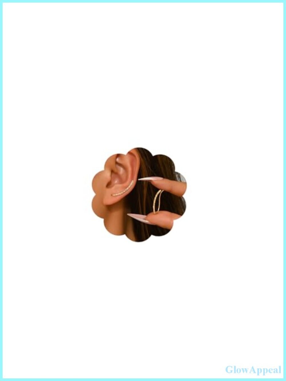 Dainty Gold Filled Hammered Ear Crawler Long Curved Clip-On